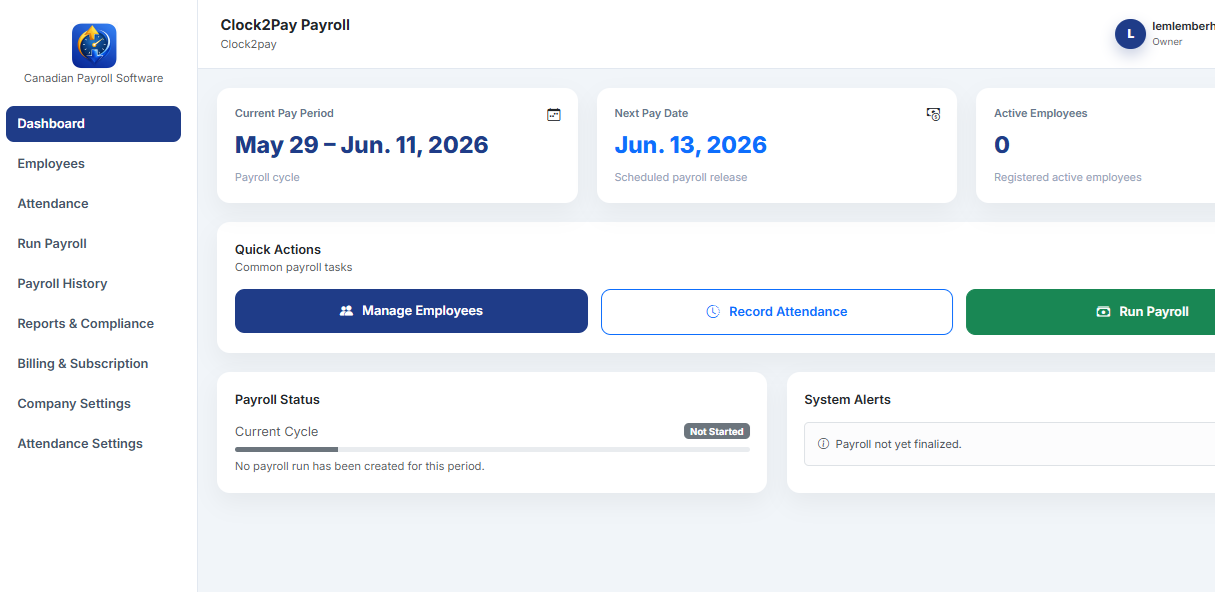 Clock2Pay payroll dashboard